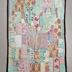 Grande tenture murale artisanale 100 x 150 cm. maison vintage de style indien
