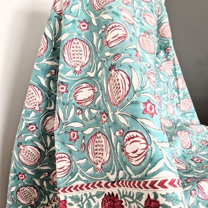 Hand block print cotton tablecloth 60x90 inches