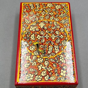 Kashmiri papier mache. Hand-painted lacquered paper box image 6