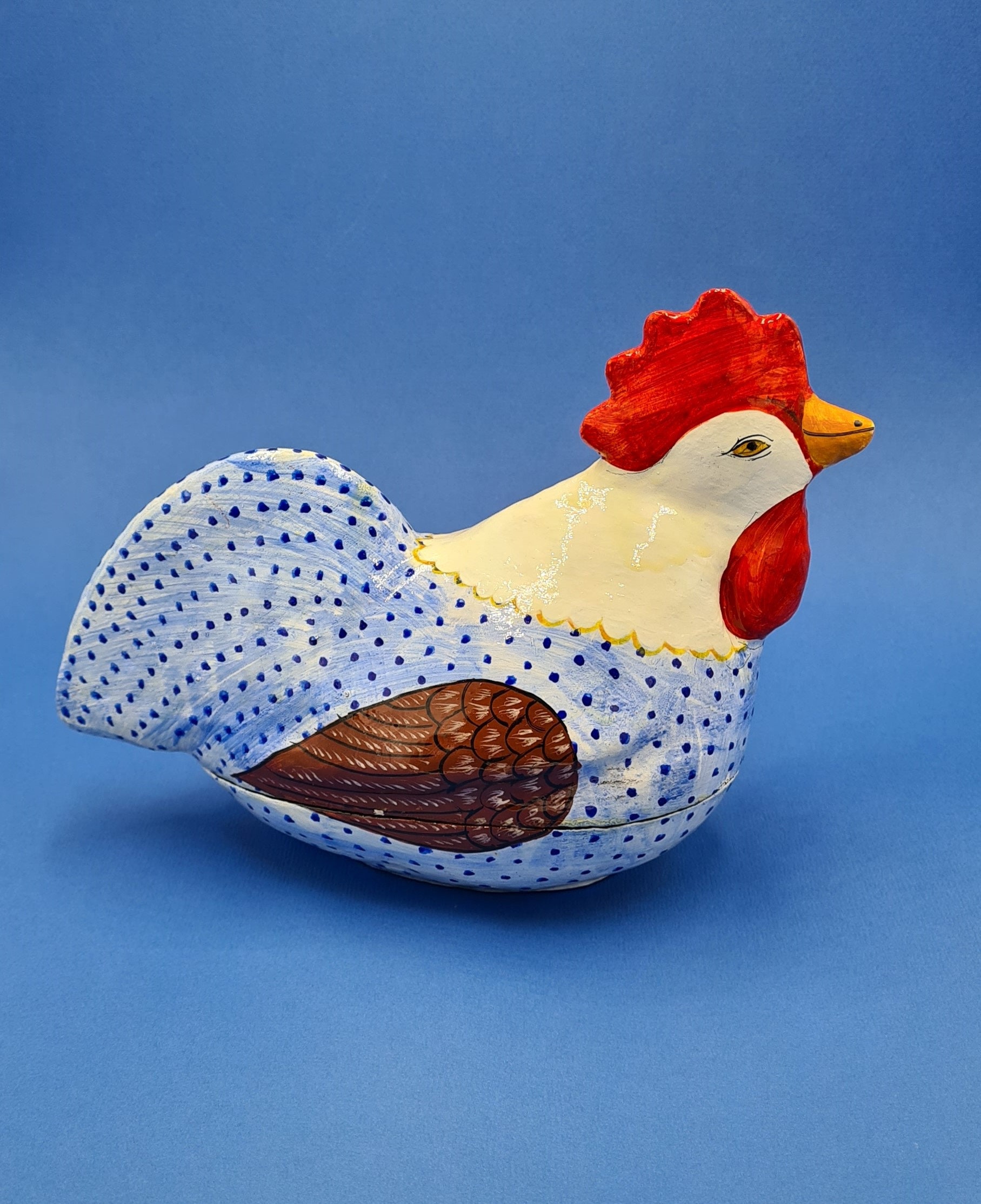 Handpainted Paper Mache Hen Box. Paper Mache Box. Etsy