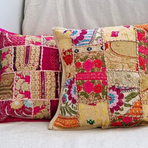 Set of 2 Vintage sari cushion covers