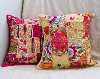 2er Set Vintage Sari Kissenbezüge