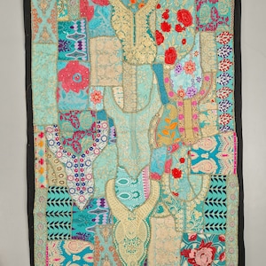 Grande tenture murale en patchwork 100x150cm