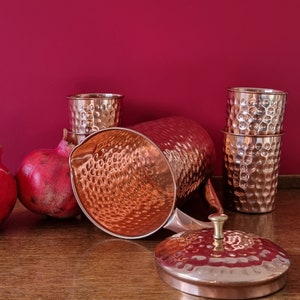 Quality copper jug with four copper glasses. Made of pure copper. image 9