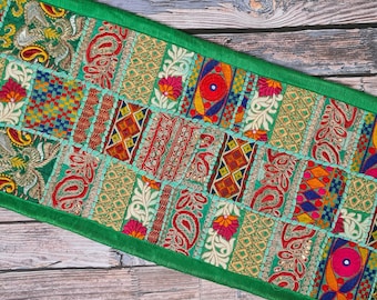 chemin de table vintage sari patchwork