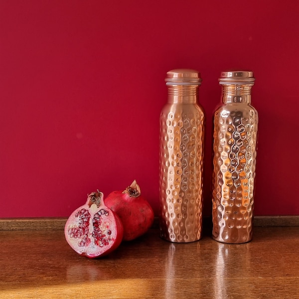 Solid certified pure copper bottle 1l handcrafted ayurvedic