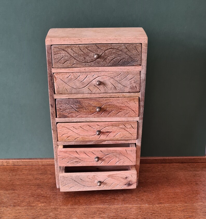 Wooden Carved Drawers. Made of Mango Wood Etsy UK