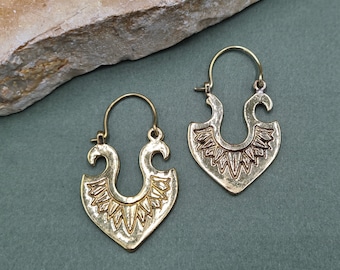 Gold brass ethnic earrings