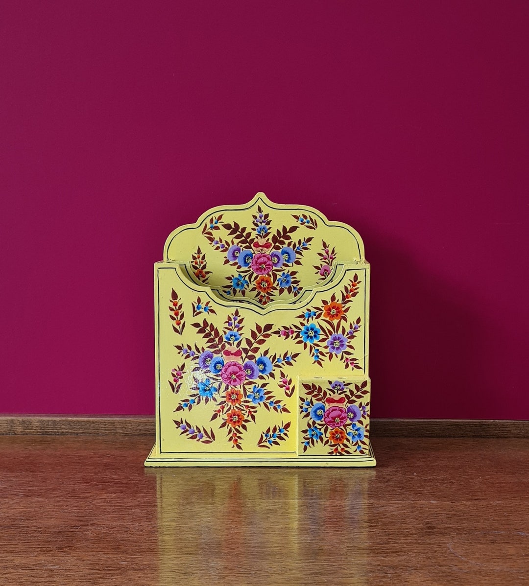 Handpainted Paper Mache Letterbox Pencil Holder. Indian Paper Etsy