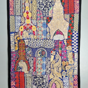 Grande tenture murale en patchwork de 100 x 150 cm. décoration d&#39;intérieur vintage