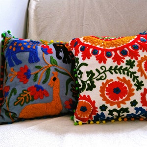 Indian Suzani embroidered cushion covers