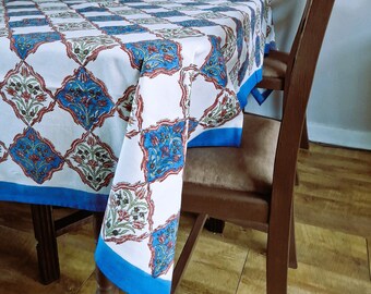 100% cotton tablecloth hand block print 6 seater