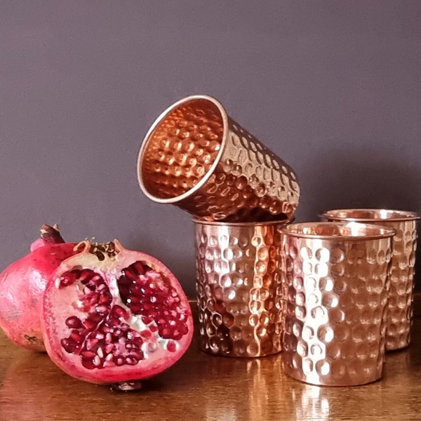 Quality hammered copper glasses. Pure copper glasses