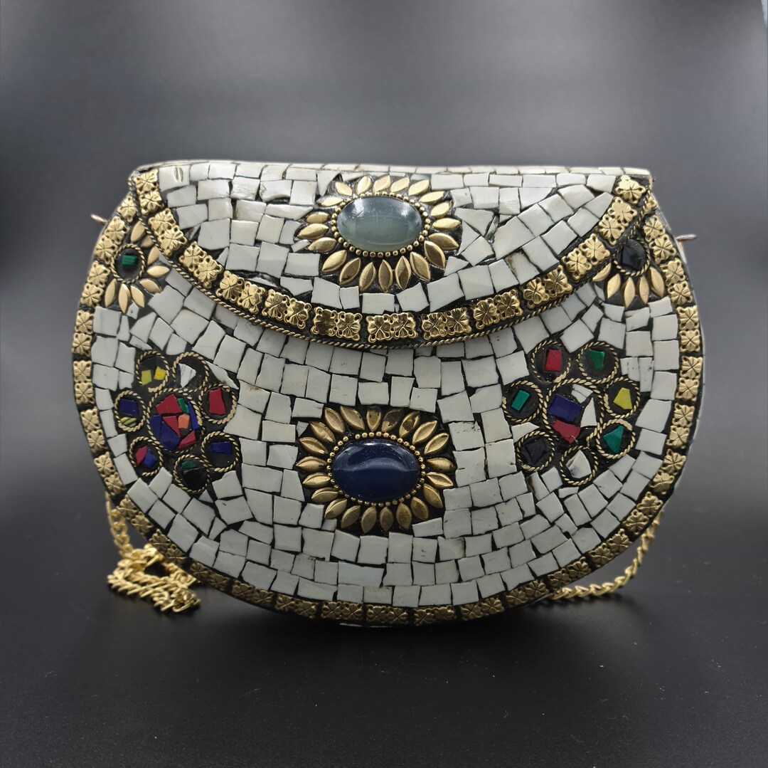 Gold Metal Bag Decorated With Stones. Handmade Bag. Etsy UK