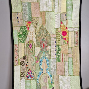 Grande tenture murale en patchwork de 100 x 150 cm. décoration d&#39;intérieur vintage