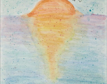 Serenity Watercolor Sunrise Sunset Print