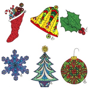 Christmas Card Set 2 Zentangle Greeting Card Set of Six