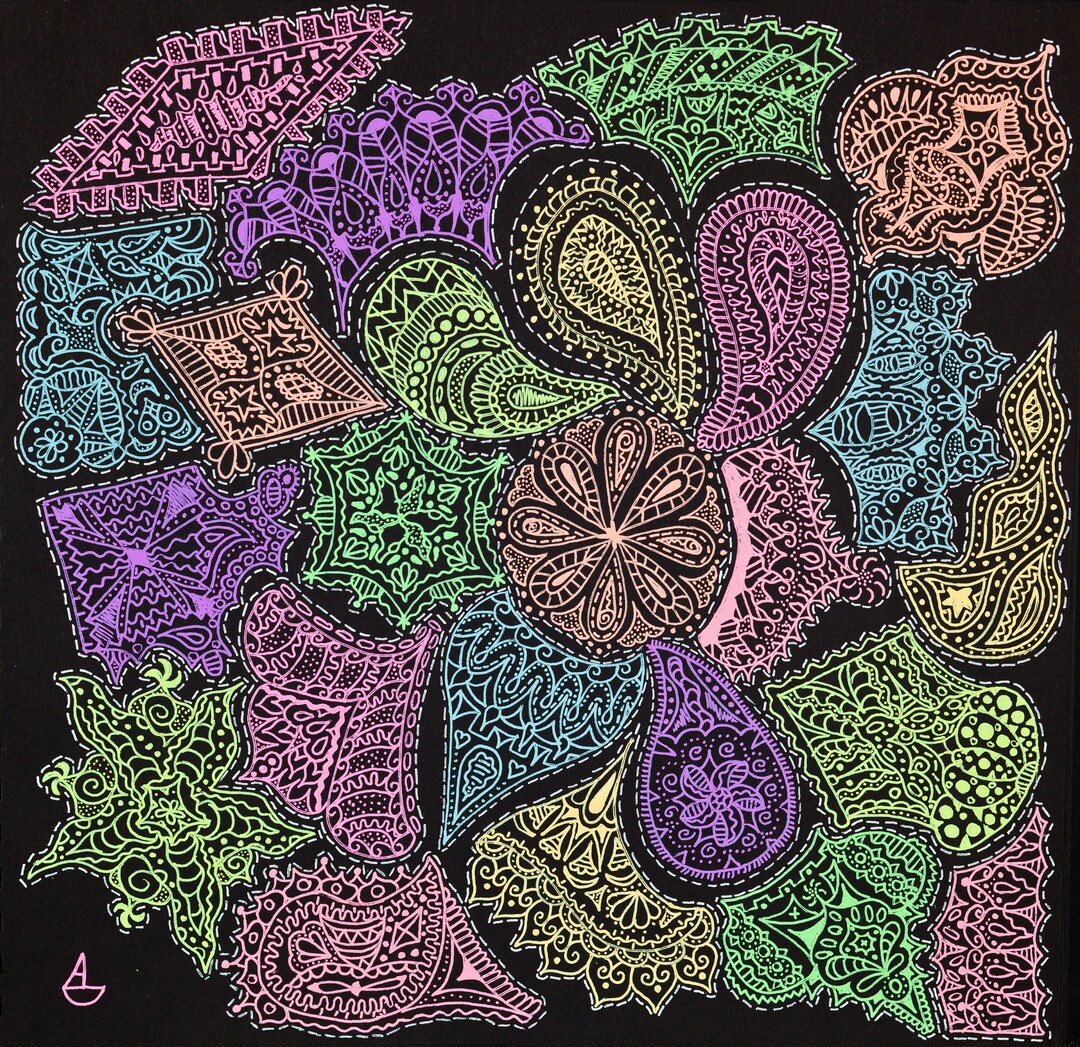 Saccharine Shapes Zentangle Art Print Etsy