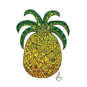 Pineapple Princess  Zentangle Notecard