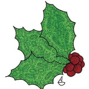 Holly Christmas Card  Notecard Two Designs