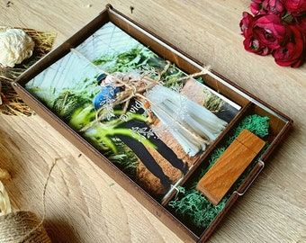 Wooden Wedding Photo Box for USB Flash Drive, Personalized 4x6 Photo Album Holder Custom Engraved Keepsake for Photographer Gift 15 x10 cm