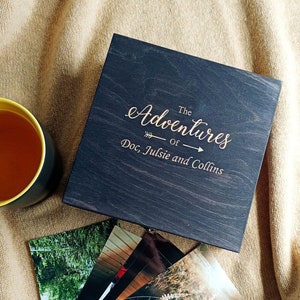Gepersonaliseerd cadeau Houten Keepsake Box Gift Adventure Box, Photo Box Verjaardagscadeau, Jubileumcadeaus Paar Custom Box Kerstcadeau