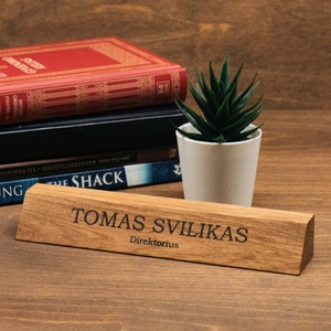 Personalized Desk Name Plate Gift for him tech accessory, Wood desk accessory, Customized Desk Name, Executive Personalized Desk Name Plate Engraved  Plate