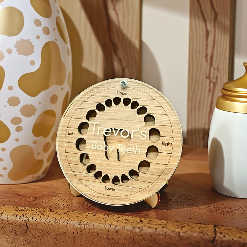 Personalised Baby Tooth Fairy Box Handmade Lost Teeth Keepsake Holder Storage Organizer Wooden Newborn Girl Boy Baby Shower New Mom Gifts image 1