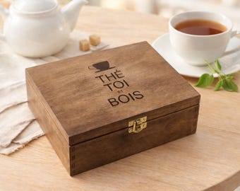 Personalized Tea Box Custom Engraved Tea Box Vintage Keepsake case for tea Wooden Home Decor House Warming Gift for Grandma Mother