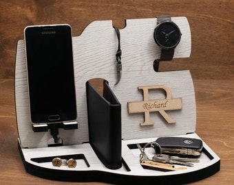 Docking-Station Tech Zubehör Geschenke für ihn, personalisierte Jahrestag Freund Geschenke für Männer Telefonständer Ladestation Groomsmen Geschenk