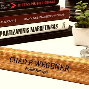 Personalized Desk Name Plate Gift for him tech accessory, Wood desk accessory, Customized Desk Name, Executive Personalized Desk Name Plate image 4