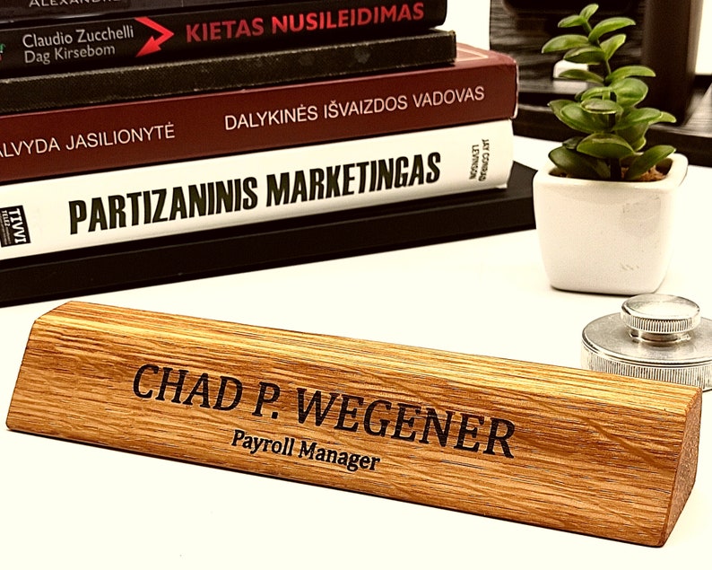 Personalized Desk Name Plate Gift for him tech accessory, Wood desk accessory, Customized Desk Name, Executive Personalized Desk Name Plate imagem 4