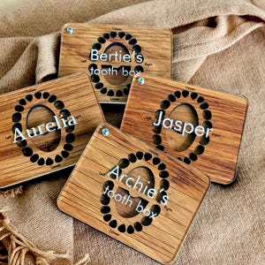 Personalizowane pudełko na pamiątki w postaci zębów mlecznych - Drewniany pojemnik na wróżkę zębową, spersonalizowany prezent dla noworodka, baby shower, nowej mamy, przechowywanie zębów