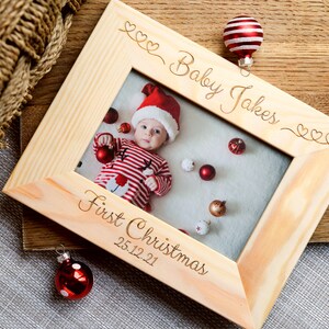 Cornice portafoto personalizzata per regalo di Natale per bambini 4x6, cornice per foto in legno per neonato con incisione personalizzata, idea regalo per la scuola materna per nonno nonna