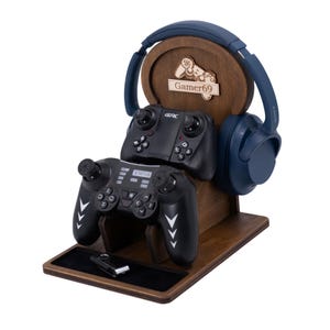 Personalized Gamer Stand, Headphone Controller Holder, Boyfriend Gift, Husband Gamer Gift, Controller Headset Holder, Birthday Gift for Teen