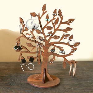 Teamkio Jewelry Stand Tree with Large White Storage Box Tabletop Jewelry Organizer Display Tree for Necklace Rings Bracelets Watches