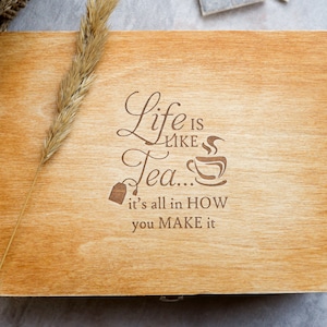 Personalized Gift for Mom Mothers Day, Custom Engraved Tea Box Gifts for Mum Grandma Nana Wooden Keepsake Storage Wooden Vintage Home Decor