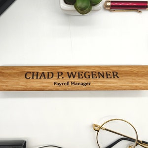 Personalized Desk Name Plate Gift for him tech accessory, Wood desk accessory, Customized Desk Name, Executive Personalized Desk Name Plate image 5