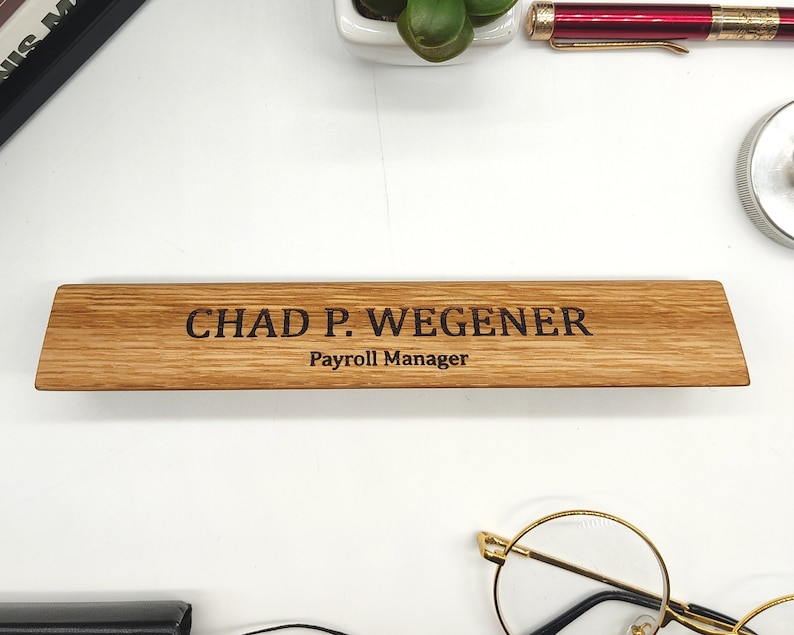 Personalized Desk Name Plate Gift for him tech accessory, Wood desk accessory, Customized Desk Name, Executive Personalized Desk Name Plate imagem 5