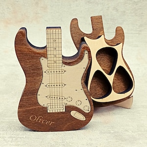 Gepersonaliseerd cadeau voor hem Plectrumdoos houten plectrum, gepersonaliseerde plectrum cadeaus voor mannen, plectrumhouder voor plectrums Pickcase