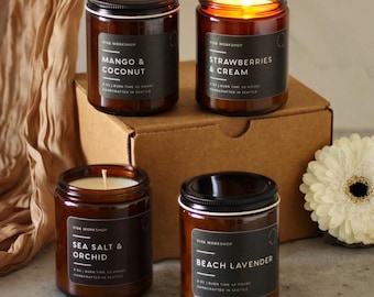 Spring Floral Soy Candle in Amber Jar | Handmade Scented Candle Home Decor | Floral Candle | Gift for Her