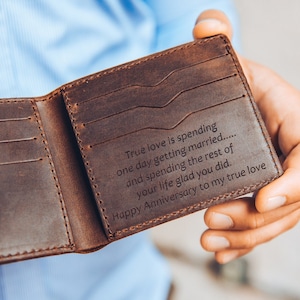 Regalo del 3er aniversario para él / Cartera de cuero, Regalo de aniversario de boda para el marido, Regalo de propuesta de padrinos de boda, Regalo de compromiso para él