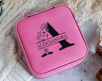 Personalized Leather Jewelry Box | Small jewelry organizer box, Travel jewelry case, Engagement ring box, Earring organizer, Jewelry storage