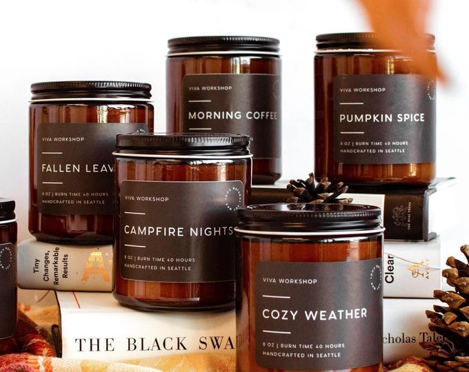 Fall Soy Candle | Cozy Autumn Scents Pumpkin, Apple & Bourbon | Non-Toxic Handmade Gift for Her or Host