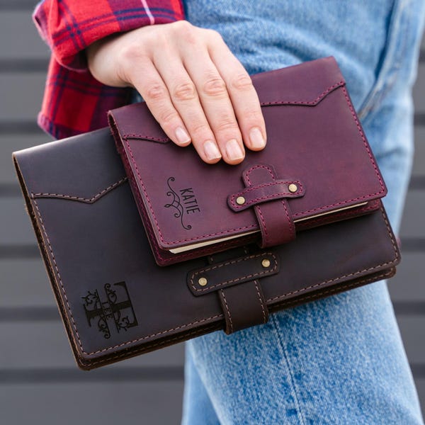 Personalized Leather Notebook | Refillable Journal for Daily Planning & Goals | Handmade Engraved Leather Journal