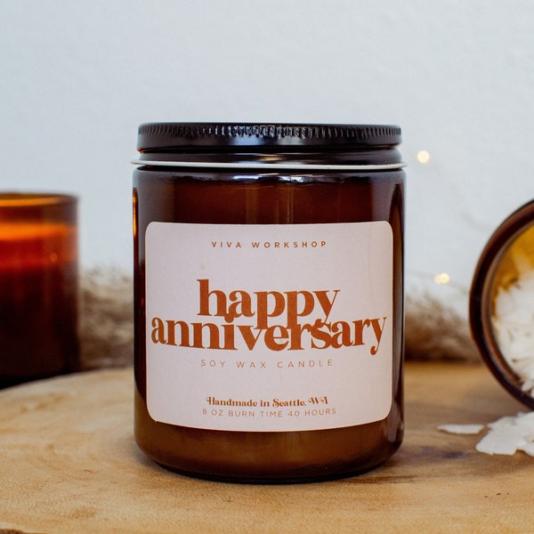 Happy Anniversary Soy Wax Candle Romantic Candle Anniversary Gift, Scented Candle Wedding Gift, Special Occasion Soy Candle Gift for Couples