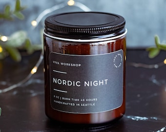 Nordic Night Soy Wax Candle | Winter Scented Candle | Hand-Poured Eco-Friendly Candles | Aromatherapy Candle Gift for Her