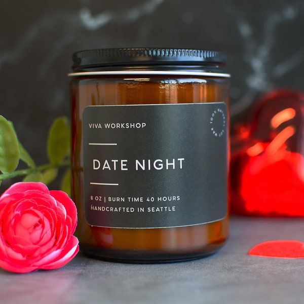 Valentine's Day Gift Date Night Non-Toxic Soy Wax Candle | Romantic Candle Gift for Her | Eco-Friendly Gift Scented Candle for Candle Lover