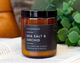 Sea Salt & Orchid Soy Wax Candle - Hand-Poured, All-Natural, and Eco-Friendly