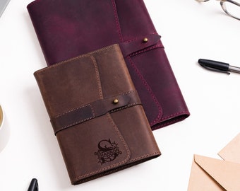 Christmas Gift for Him – Personalized Leather Journal – Custom Engraved Diary with Monogrammed Cover – Custom Leather Notebook with Initials